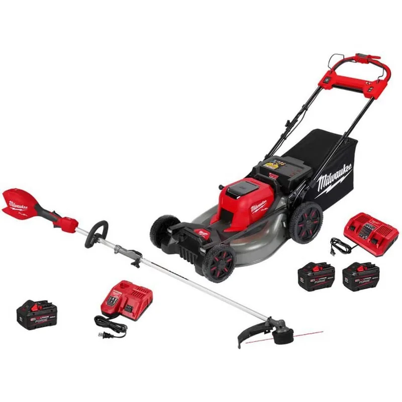 Milwaukee M18 FUEL 21-Inch Mower & String Trimmer Kit — Three Batteries — product photograph